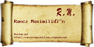 Rancz Maximilián névjegykártya